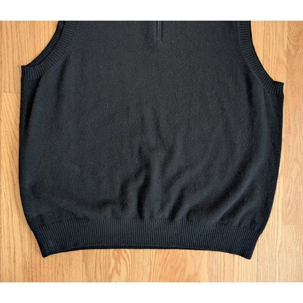 Mens XL 100% Cashmere Sweater Vest Black 1/4 Zip Pullover Forte